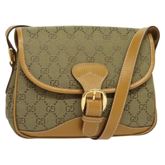GUCCI GG Canvas Shoulder Bag Beige Gold - Picture 1 of 16